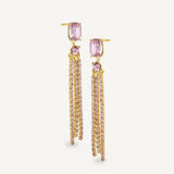Aretes escalonados Kingston rosados enchapado en oro de 18K de AMBAR Joyería Fina