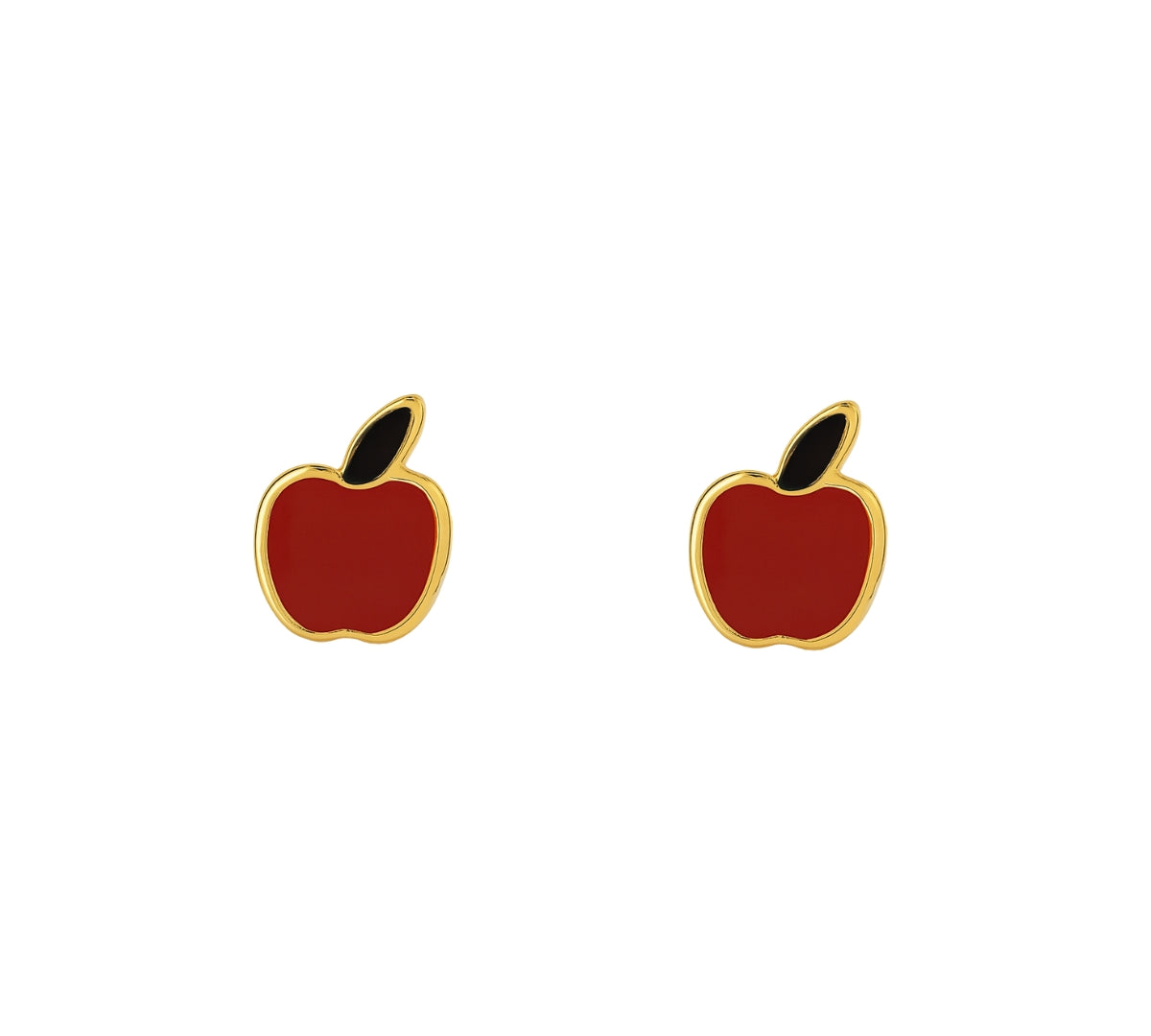 Aretes manzanita, esmaltados coquetos para niñas elaborados en oro laminado de AMBAR joyería