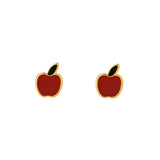 Aretes manzanita, esmaltados coquetos para niñas elaborados en oro laminado de AMBAR joyería