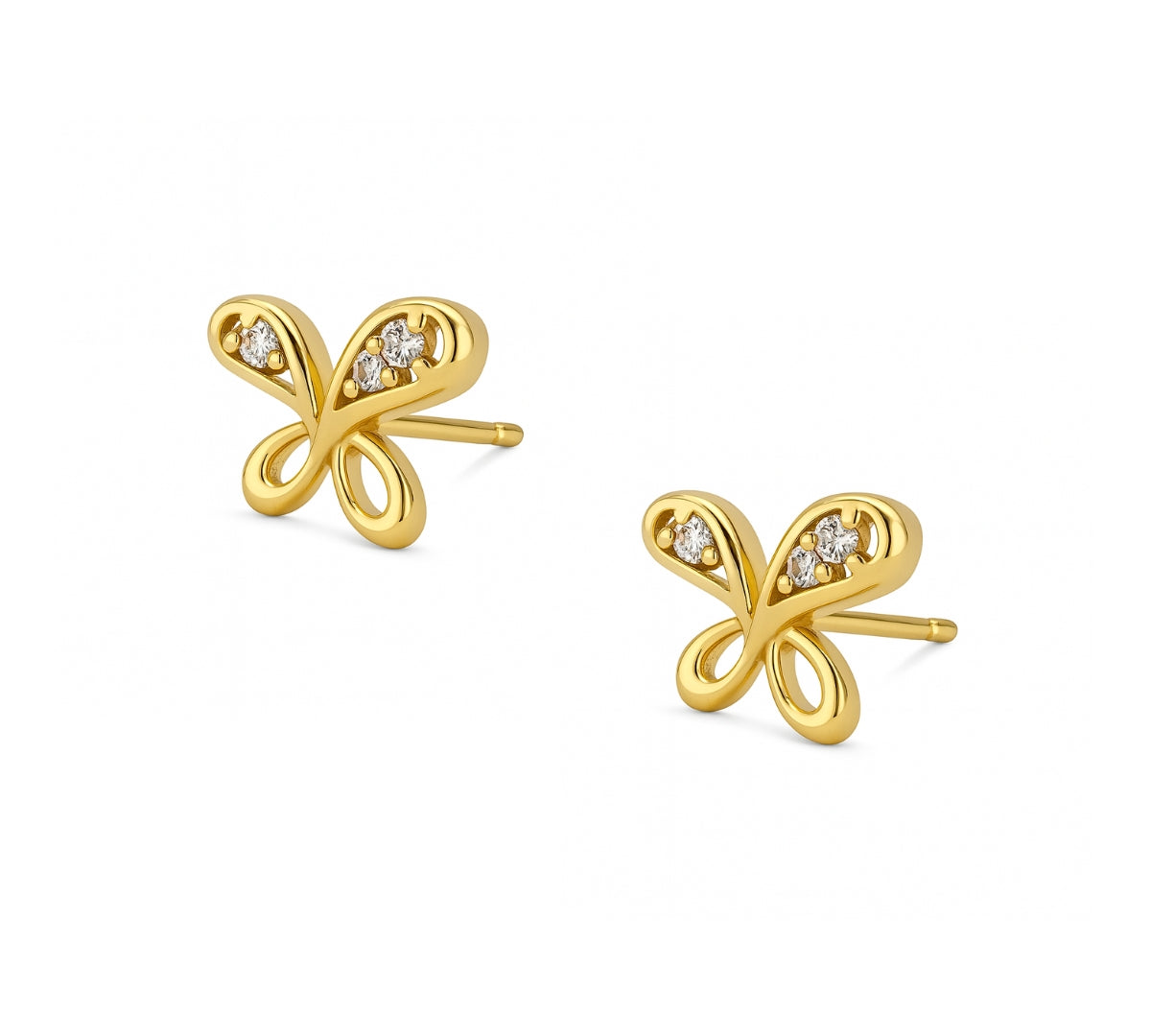 Aretes Marylin Alitas de Cristal de lado elaborados en Oro Laminado de AMBAR    joyería