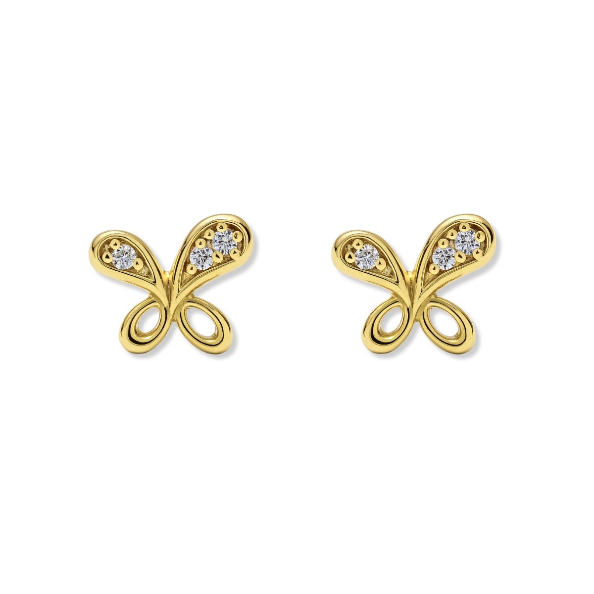 Aretes de Oro Laminado Marylin Alitas de Cristal de AMBAR  joyería