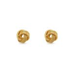 Aretes tipo topo de plata de ley 925 con enchape de oro 18k en diseño de nudo texturado