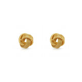 Aretes tipo topo de plata de ley 925 con enchape de oro 18k en diseño de nudo texturado
