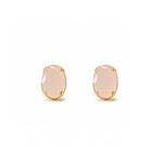 arete ovalados nua de cristal rosado elaborado en oro laminado de AMBAR joyería