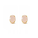 arete ovalados nua de cristal rosado elaborado en oro laminado de AMBAR joyería