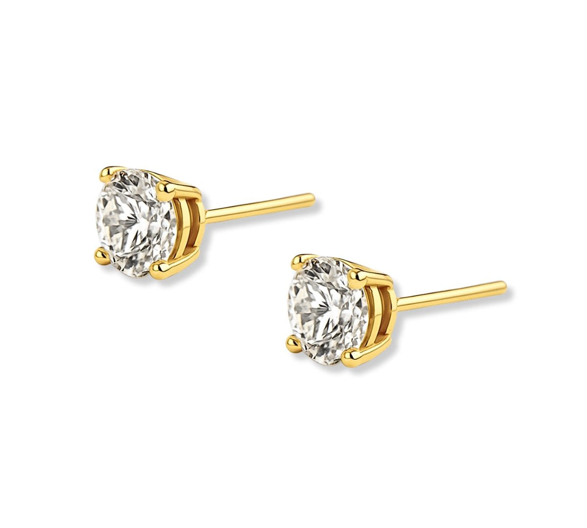 aretes punto de luz con circonita cubica cristal elaborado en oro laminado de AMBAR Joyería