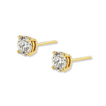 aretes punto de luz con circonita cubica cristal elaborado en oro laminado de AMBAR Joyería
