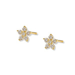 arete florecita dani de 5 pétalos con cristal elaborado en oro laminado de AMBAR joyería