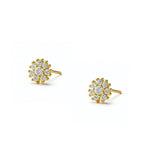 aretes roseta emy de 0.4 cm con cristales de perfil elaborado en oro laminado de AMBAR joyería