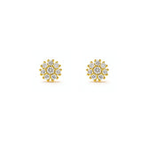 aretes roseta emy de 0.4 cm con cristales elaborado en oro laminado de AMBAR joyería