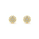 aretes roseta emy de 0.6 cm con cristales elaborado en oro laminado de AMBAR joyería