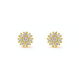 aretes roseta emy de 0.6 cm con cristales elaborado en oro laminado de AMBAR joyería