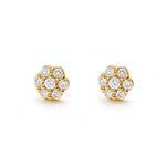 aretes roseta flavia de 0.8 cm con cristales elaborado en oro laminado de AMBAR joyería