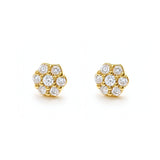aretes roseta flavia de 0.8 cm con cristales elaborado en oro laminado de AMBAR joyería
