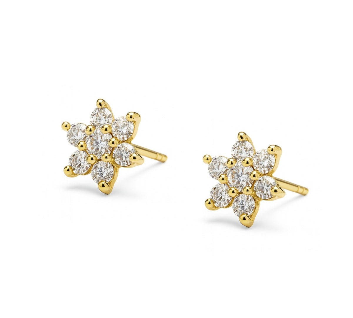 aretes roseta stella con cristales elaborados en oro laminado de AMBAR Joyería