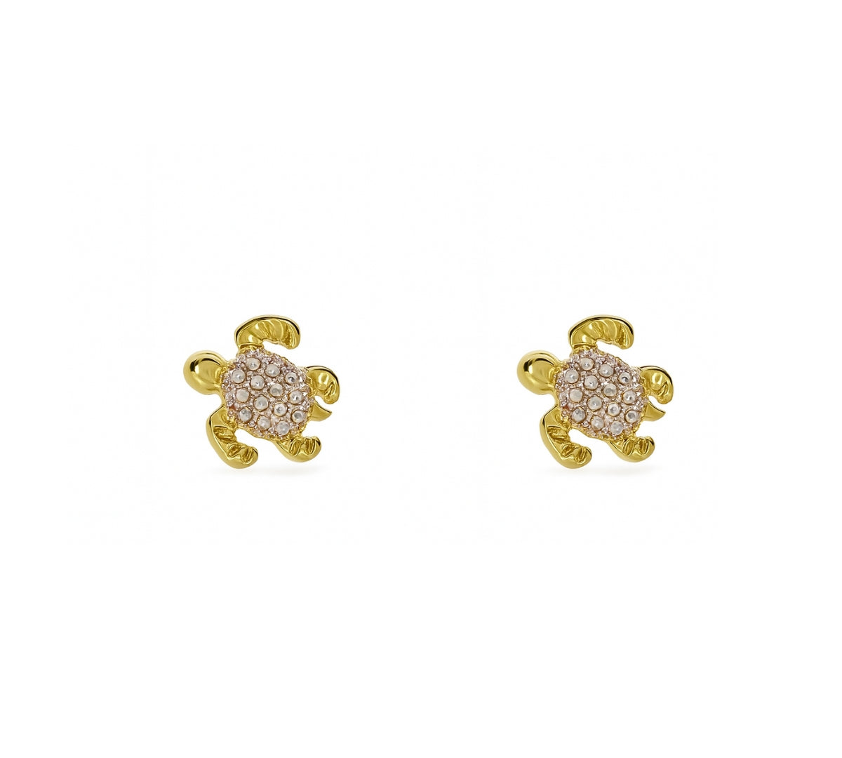 aretes tortuguita ideal para niñas, elaborado en oro laminado de AMBAR Joyería
