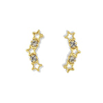 aretes trepadores estrellas  brillantes elaborados en oro laminado de AMBAR Joyería