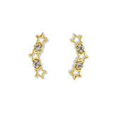 aretes trepadores estrellas  brillantes elaborados en oro laminado de AMBAR Joyería