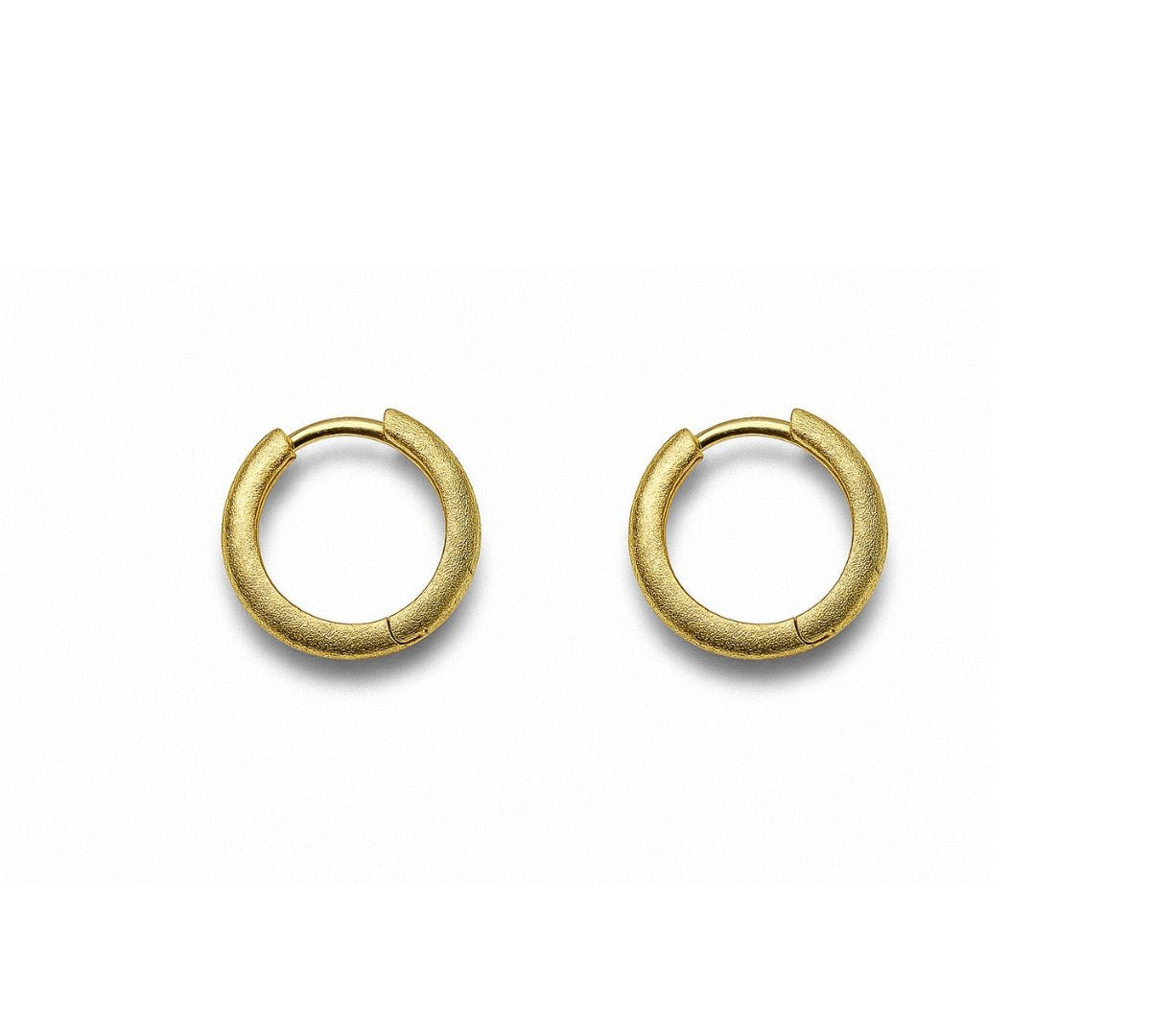 Argollas pequeñas Fosca, tubo grueso, acabado arenado/satinado, 14 mm, oro laminado