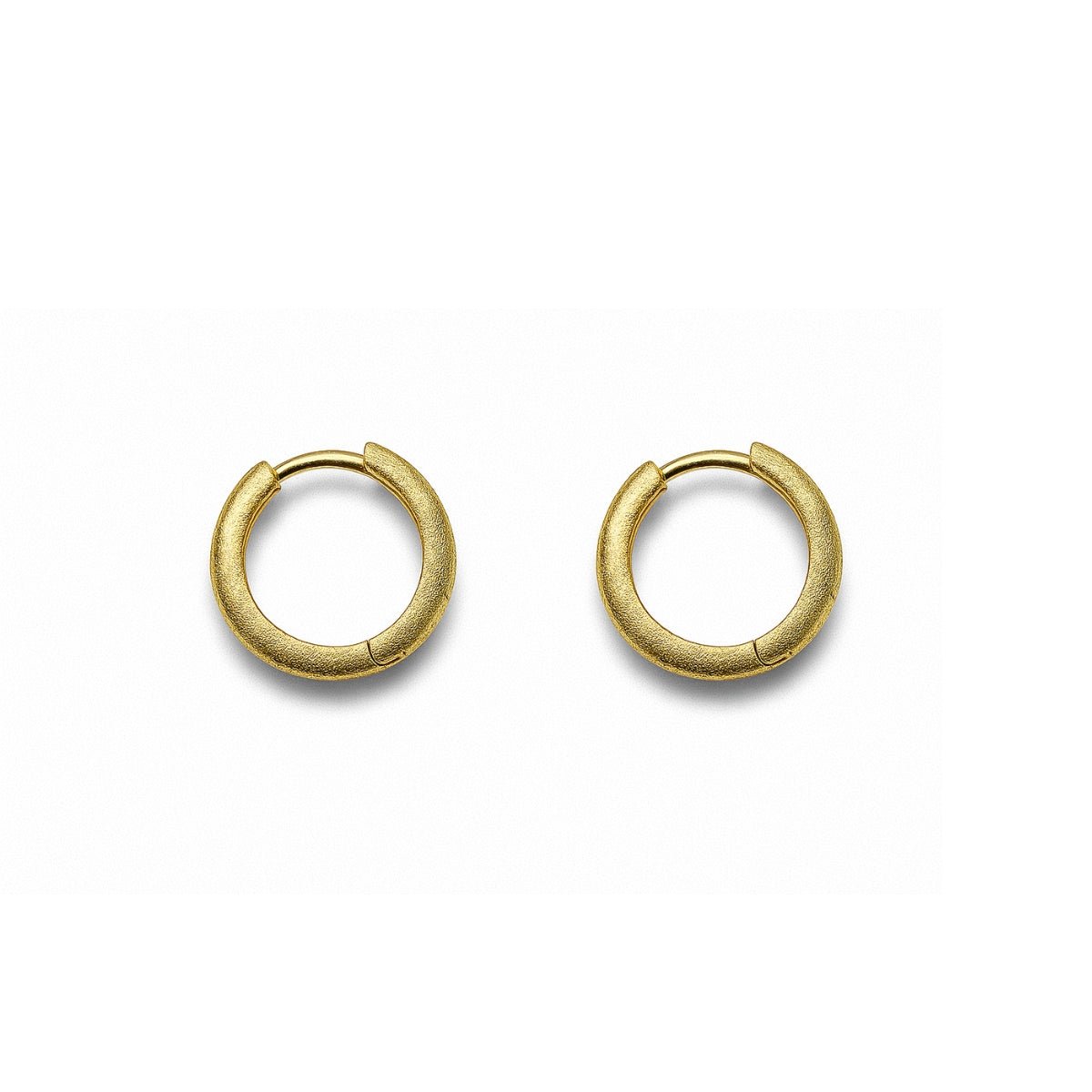 Argollas pequeñas Fosca, tubo grueso, acabado arenado/satinado, 14 mm, oro laminado