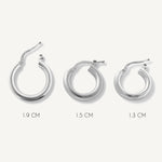 argollas amanda 1.9 cm, 1.5 cm y 1.3 cm lisas elaborados en plata 925 de AMBAR joyería fina
