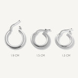 argollas amanda 1.9 cm, 1.5 cm y 1.3 cm lisas elaborados en plata 925 de AMBAR joyería fina