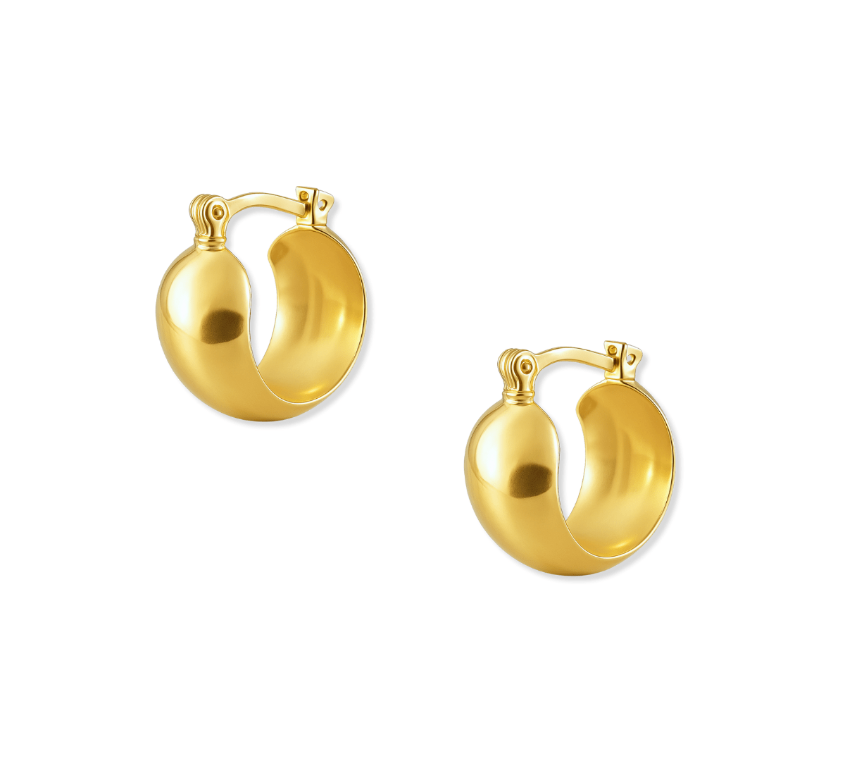 Argollas Heloisa tipo chunky, diseño cavado/cóncavo, 15 mm, en oro laminado brillante