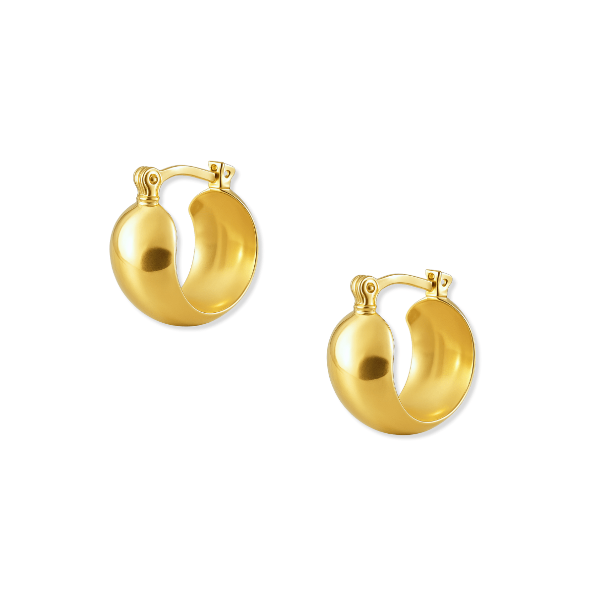 Argollas Heloisa tipo chunky, diseño cavado/cóncavo, 15 mm, en oro laminado brillante