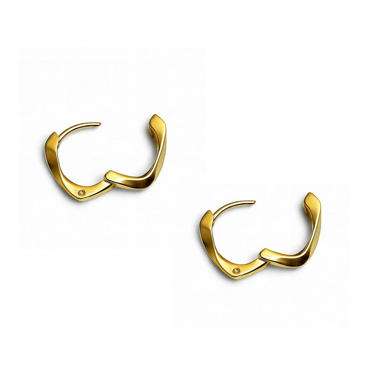 Argollas cuadradas abiertas con cierre de bisagra, diseño retorcido, en oro laminado