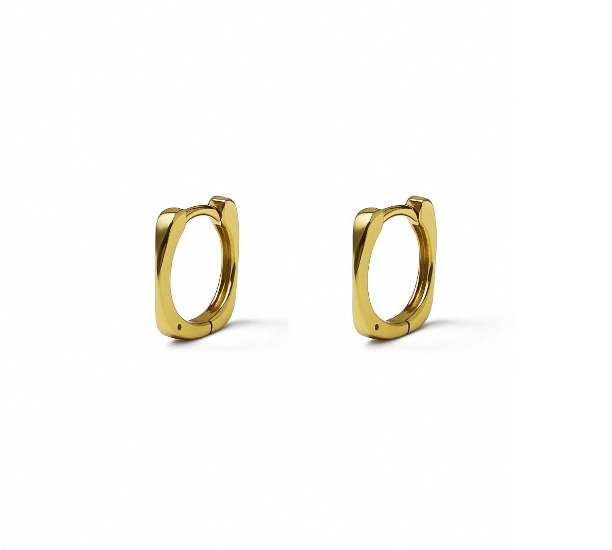 Argollas pequeñas Marina, diseño cuadrado retorcido/cordón, en oro laminado de 14mm 