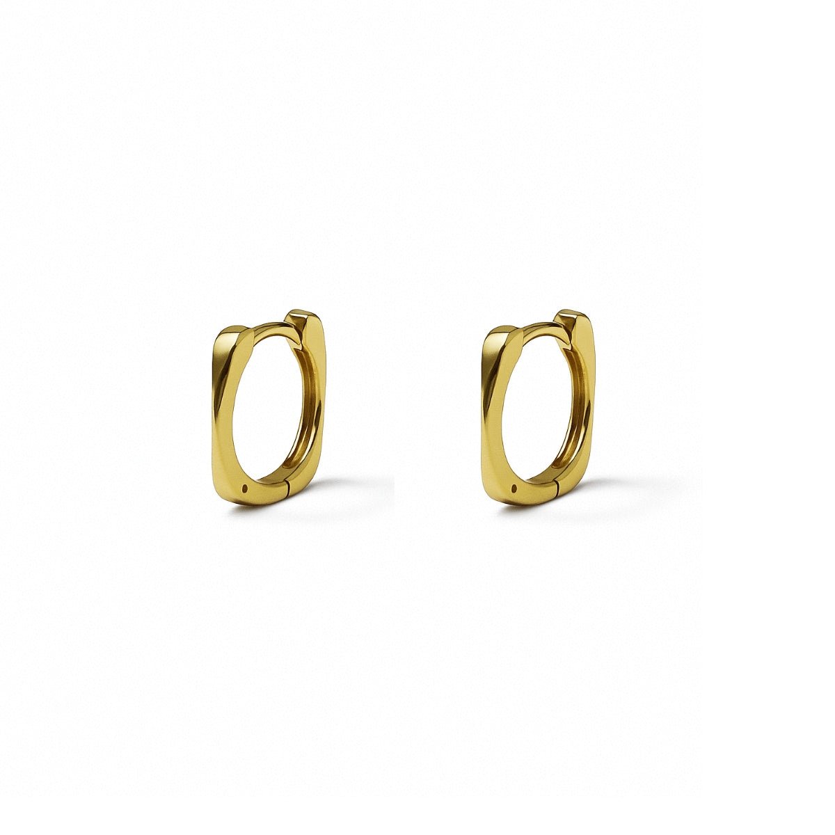 Argollas pequeñas Marina, diseño cuadrado retorcido/cordón, en oro laminado de 14mm 