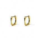 Argollas pequeñas Marina, diseño cuadrado retorcido/cordón, en oro laminado de 14mm 