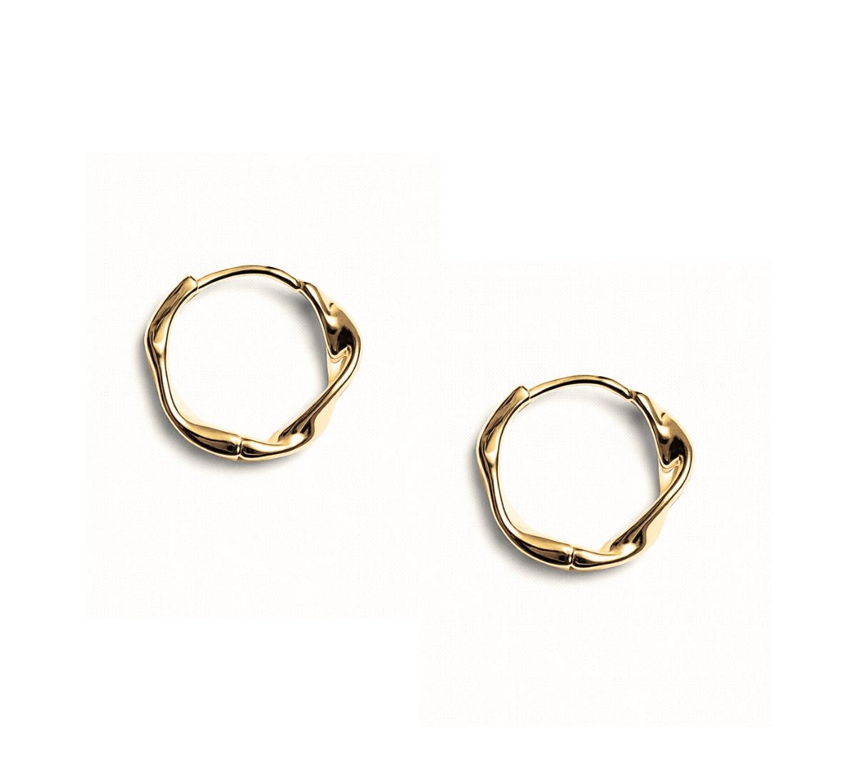 Argollas pequeñas Marina con diseño de cordón retorcido, 13 mm, elaorado en oro laminado