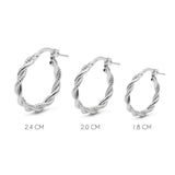 argollas cordón con textura en tres tamaños elaboradas en plata 925 de AMBAR joyería fina