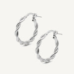 Argollas Filomena 2.4cm textura cordón Plata 925 de AMBAR Joyería Fina