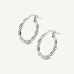 Argollas Filomena 2cm textura cordón Plata 925 de AMBAR Joyería Fina