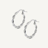 Argollas Filomena 2cm textura cordón Plata 925 de AMBAR Joyería Fina