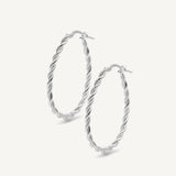 argollas filomena cordón texturadas ovaladas de 3.0 cm de alto elaborados en plata 925 de AMBAR joyería fina