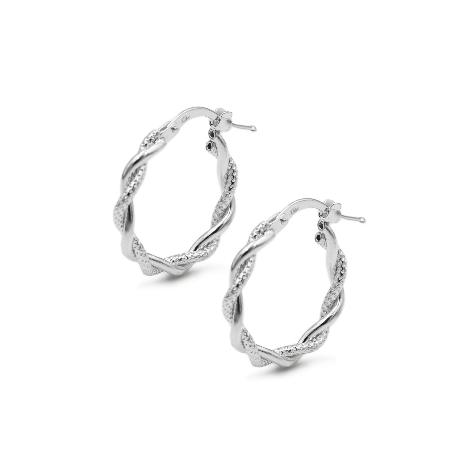Argollas Filomena cordón con textura de Plata 925 de AMBAR Joyería Fina