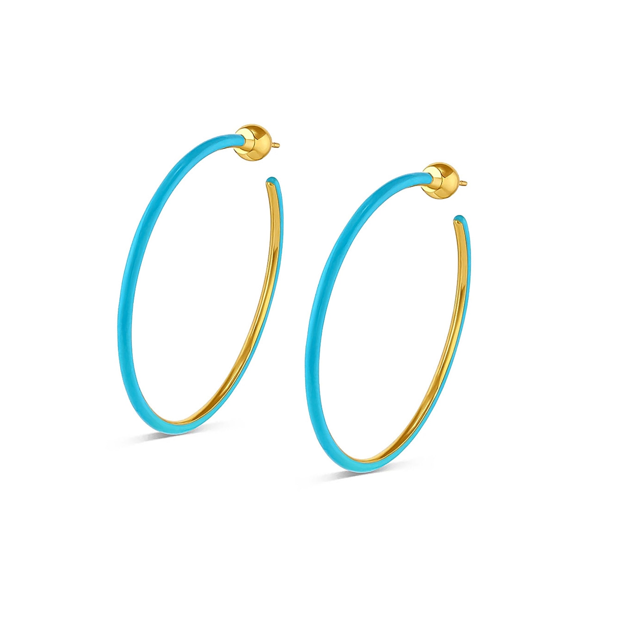 Aretes Lanai large turquesa enchapado en oro de 18K de AMBAR Joyería Fina