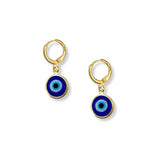 Argollas Ojo Turco Aura en oro laminado con dije circular azul de protección de AMBAR joyería fina