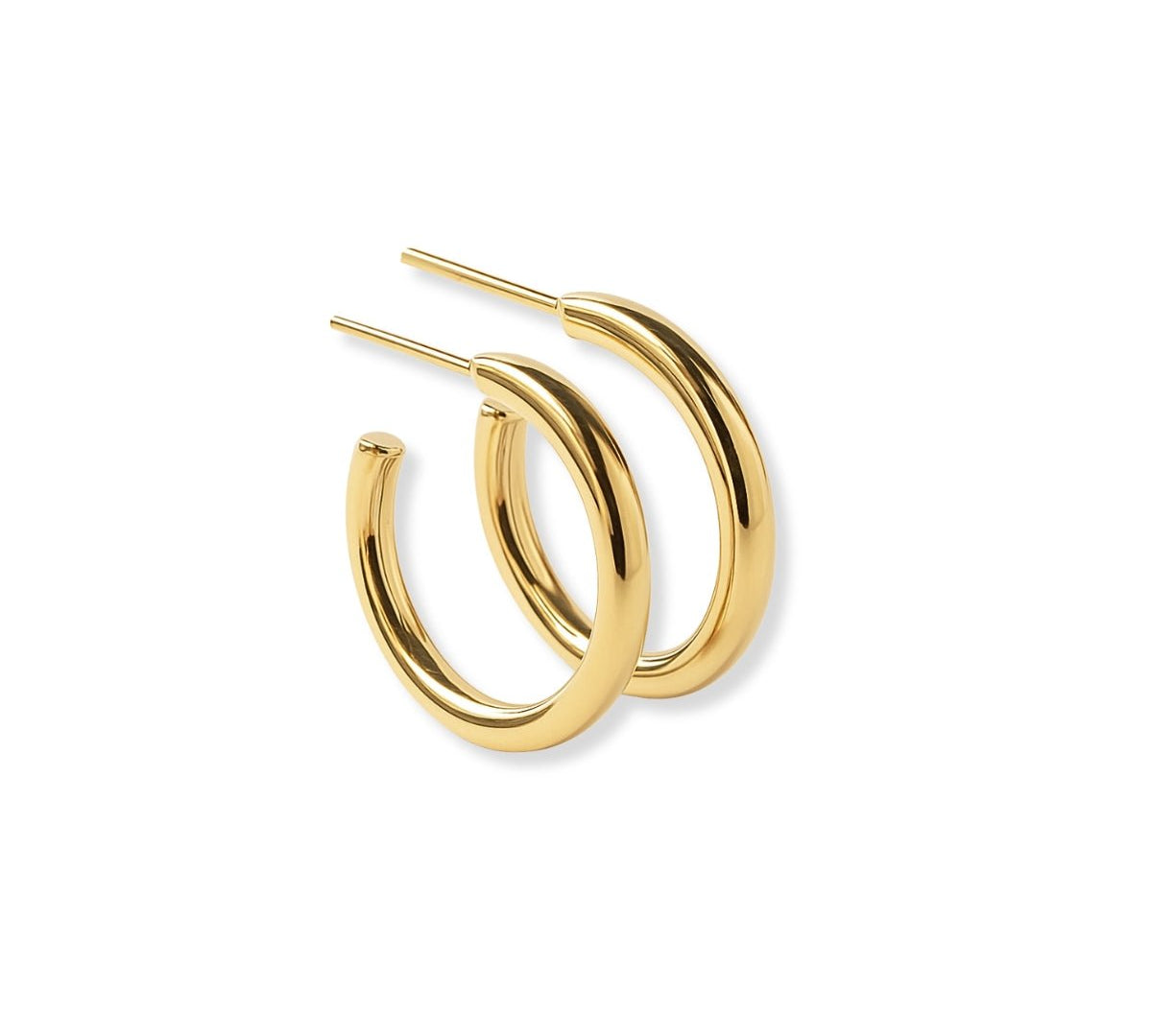 Argollas pequeñas tipo Slim, de tubo liso brillante, 17 mm, en acabado de oro laminado