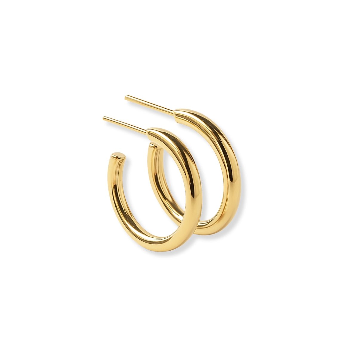 Argollas pequeñas tipo Slim, de tubo liso brillante, 17 mm, en acabado de oro laminado