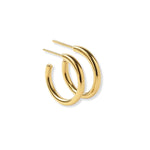 Argollas pequeñas tipo Slim, de tubo liso brillante, 17 mm, en acabado de oro laminado