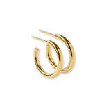 Argollas pequeñas tipo Slim, de tubo liso brillante, 17 mm, en acabado de oro laminado