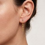 Close-up de oreja con arete sin las cadenetas inferiores