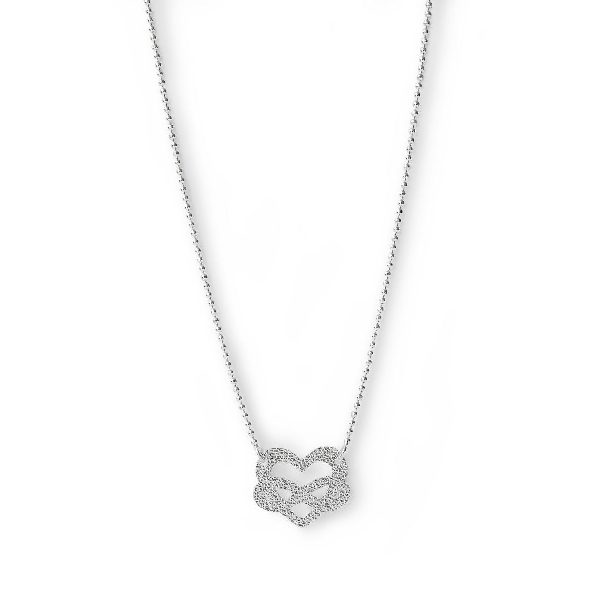 Collar de corazon con un infinito martillado elaborado en plata 925 de AMBAR joyería