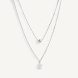 Collar en capas con bolita y estrellita elaborado en plata 925 de AMBAR joyería