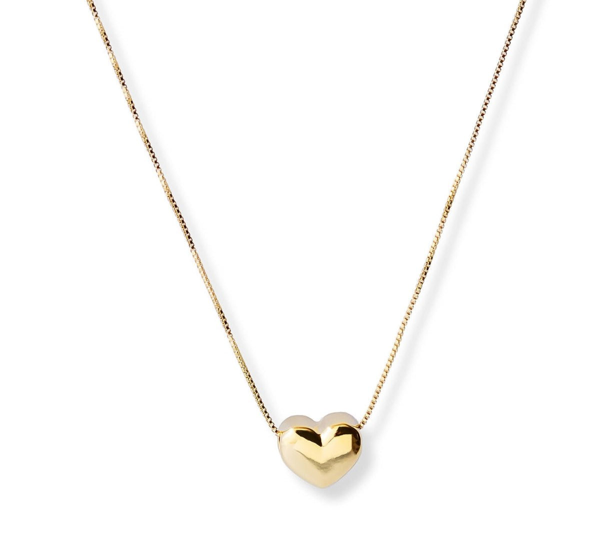 collar corazon bombeado elaborado en oro laminado 18k de Ambar Joyeria.