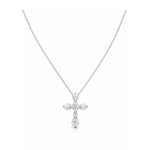 Collar con dije de cruz de plata 925 enchapada en rodio y circonitas brillantes.